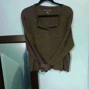 American Eagle gray button front size L poly/viscose blend